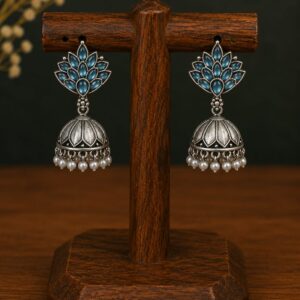 Blue Lotus Oxidised Jhumka