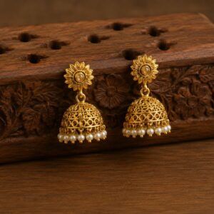 Floral Pearl beads Jhumka