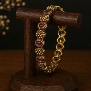 Gold Toned Floral Stone Studded Bangles