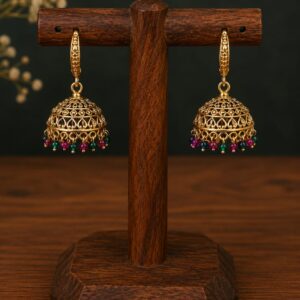 Gold-Toned Hanging Jhumka - Multi