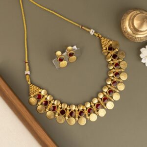 Gold-Toned Lakshmi Kaasu Choker Necklace