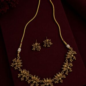 Gold-Toned Lotus Necklace Set