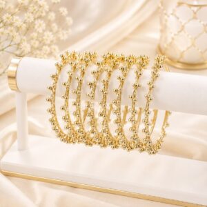 Gold Gunguroo Bead Bangles – Criss-Cross Design (set of 4)