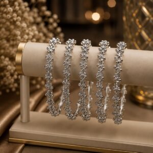 Premium Silver Thick Gunguroo Bead Bangles (Set of 4)