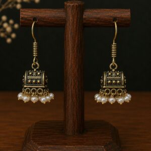 Vintage Pearl Drops Jhumka - White