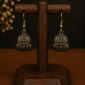 Vintage Pearl Drops Jhumka - Black