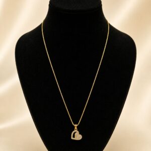 Gold Toned Heart Pendant Necklace