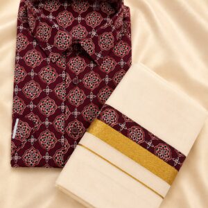 Ajrakh Shirt & Mund Combo Design 1