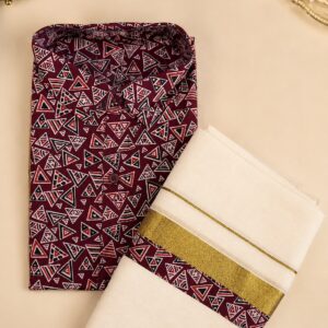 Ajrakh Shirt & Mund Combo Design 7