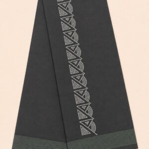 Black Lungi - Green Stripe with Stone Design
