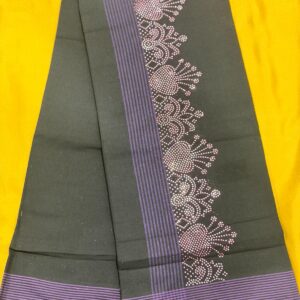 Black Lungi - Purple Stripe with Stone Design