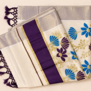 Blue Blossom Tissue Saree