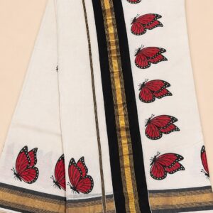 Red Butterfly Border Saree