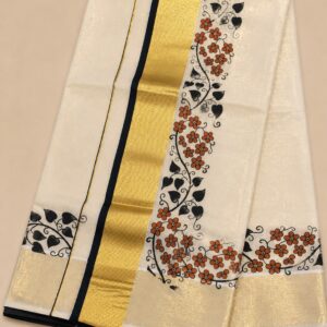 Rust Floral Vine Saree